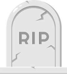 Halloween holiday cartoon tomb emoji with rip inscription. Isolated vector horror grave stone sets a chilling spooky atmosphere. Cemetery memorial, cracked gravestone, mausoleum, ancient tombstone