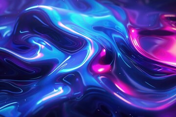 Fototapeta premium Abstract blue and purple liquid wavy shapes futuristic banner. Glowing retro waves vector background