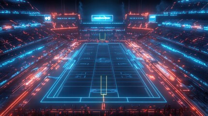 Futuristic Stadium with Neon Lights