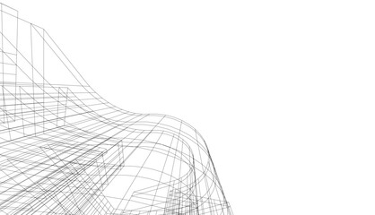 abstract buildings, architectural drawing 3d