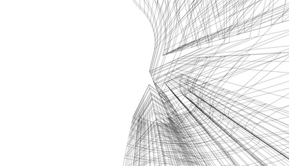 abstract buildings, architectural drawing 3d