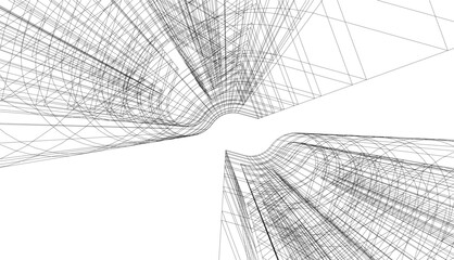 abstract buildings, architectural drawing 3d