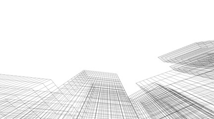 abstract buildings, architectural drawing 3d