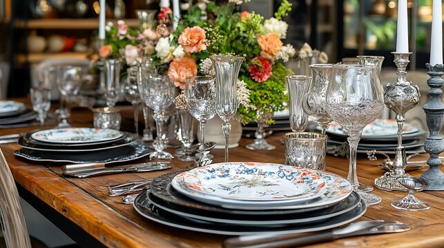 Elegant Table Setting with Floral Centerpiece