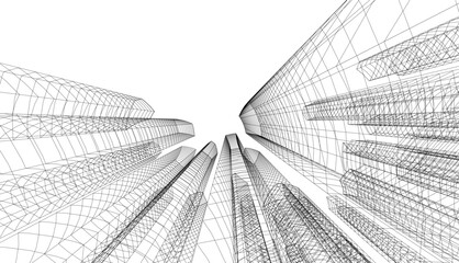 Architectural drawing. Futuristic background vector illustration