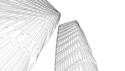 Fototapeta premium Architectural drawing. Futuristic background vector illustration