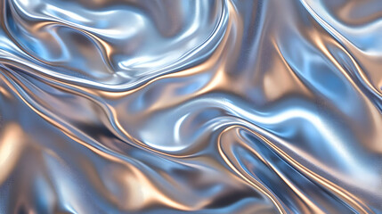 Abstract Silver Fabric Drapes and Flows with Shimmering Light Effects, Creating a Smooth and Elegant Background Animation