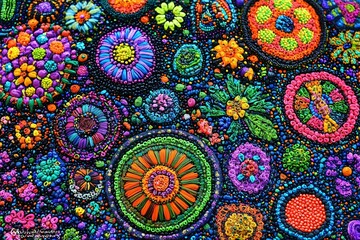 Vibrant Floral Beadwork Embroidery