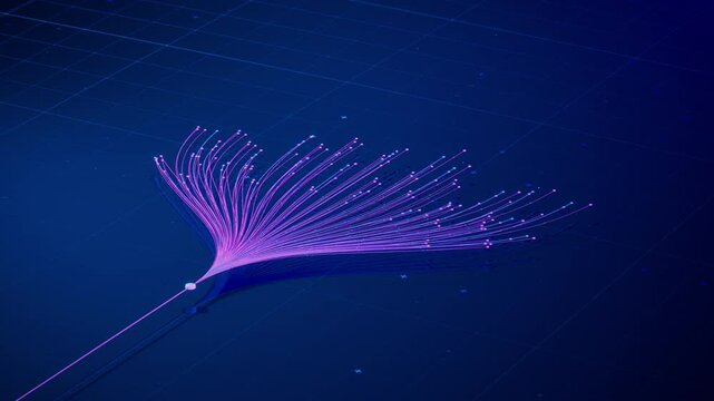 3D Isometric Animation of Colorful Branching Neural Network on Dark Background. Visualization of Artificial Intelligence, Complex Algorithms, Chatbot, Machine Learning and Large Language Models 