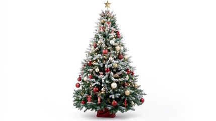 Christmas Tree with Red and Gold Ornaments