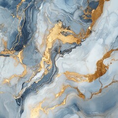 Obraz premium A blue and gold marble wall with a gold and blue swirl pattern