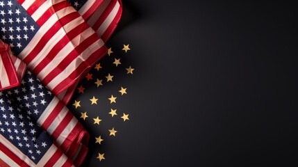 Obraz premium Memorial Day photo of an American flag with the words REMEMBER & HONOR on a black background.