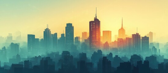 Fototapeta premium Contemporary city skyline illustration ideal for use in templates backgrounds and architectural designs
