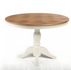 wood round table on white