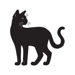 Obraz premium Korat cat silhouette Clipart - Cat Vector illustration in black and white 