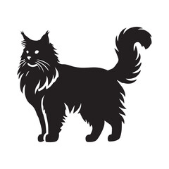 Obraz premium Norwegian Forest cat silhouette Clipart - Cat Vector illustration in black and white