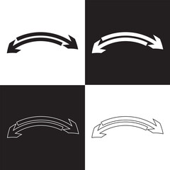 Double arrow icon in outlined and  solid   style.  isolated on white and black background. Vector illustration. EPS 10
