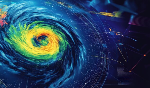 Dynamic weather map with hurricane center for meteorological analysis
