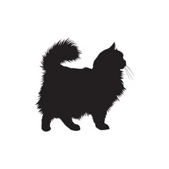 Obraz premium Persian cat silhouette Clipart - Cat Vector illustration in black and white 