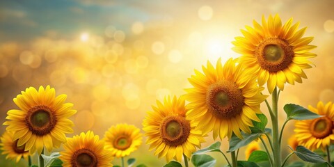 Obraz premium Romantic sunflowers on isolated background, sunflowers, romantic, flowers,vibrant, bright, yellow, nature, botanical