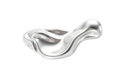 Naklejka premium Chrome metal organic fluid shape isolated on transparent background. 3d rendering.