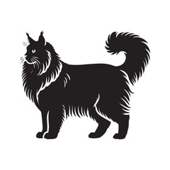 Obraz premium Turkish Angora cat silhouette Clipart - Cat Vector illustration in black and white 