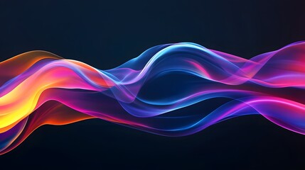 Abstract background with colorful flowing waves on a black background, a futuristic design element