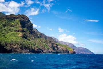 Fototapeta premium Napali coast seen from the water. A scenic area on the coast of Kauai, Hawaii