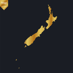 Abstract - High Detailed Gold Map of New Zealand. Vector illustration eps10.