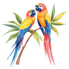 cute Birds of Paradise watercolor clipart illustration isolated