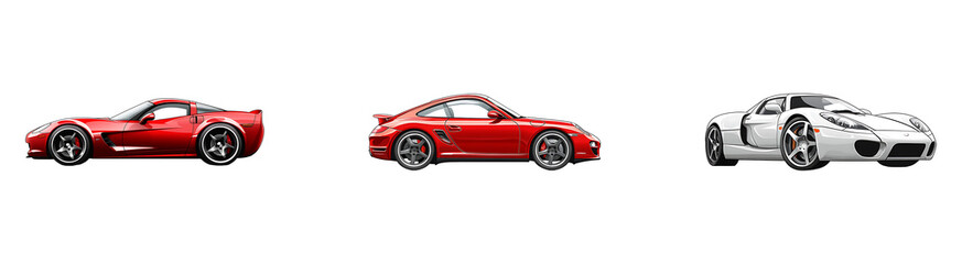 Fototapeta premium Set, collection of Car illustration isolated on transparent background.
