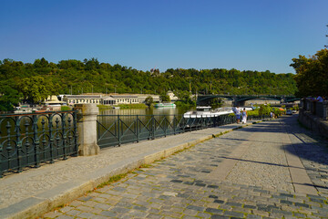 restaurants boats on the river in Prague