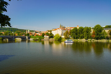 panoramic view of   the river in Prague