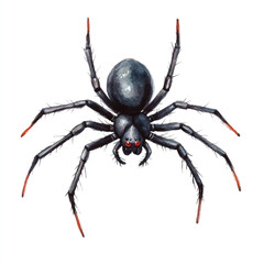 cute Black Widow Spider watercolor clipart illustration isolated