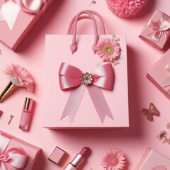 pink shopping bags 
