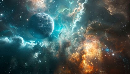 Obraz premium Captivating Cosmic Landscape A Surreal Interstellar of Celestial Wonders