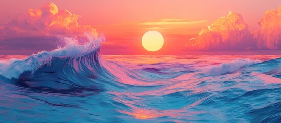 Obraz premium A vibrant and surreal representation of an ocean seascape