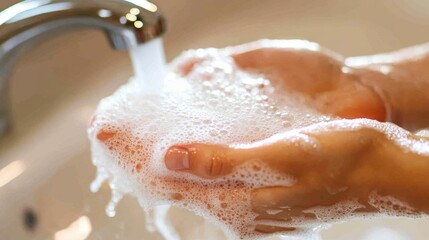 Fototapeta premium Close-up_of_hands_being_thoroughly washed
