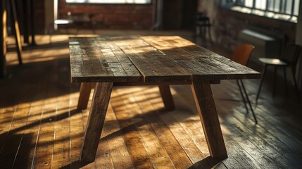 Compact dining table made from repurposed wood