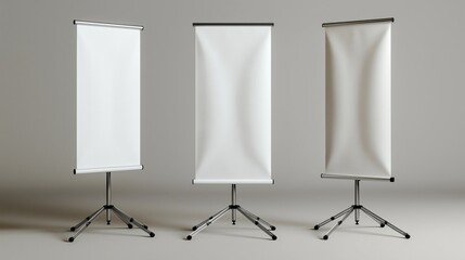 Professional white roll-up banner stand mockups for marketing and presentation design