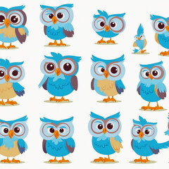 Fototapeta premium Cute cartoon owl, isolated on white background