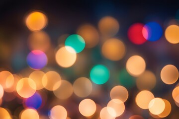 Obraz premium Colorful bokeh sparkles glowing against a soft focus backdrop of Christmas lights, AI Generated