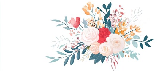 Elegant Cascading Wedding Bouquet On White Background