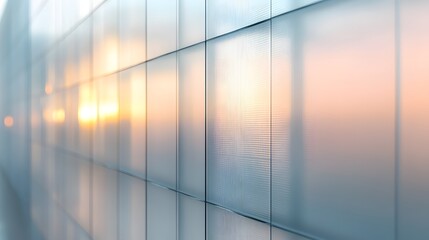 Frosted glass panels with soft sunlight creating a minimalist and serene atmosphere