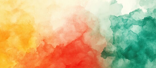 Abstract Watercolor Background In Red Yellow And Green Colors