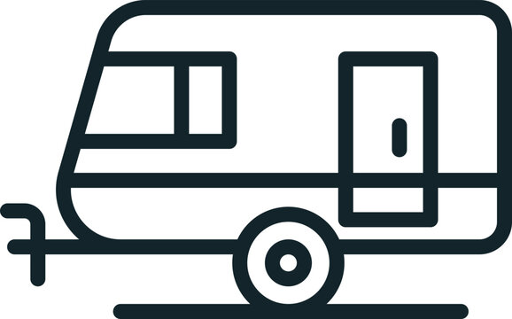 recommend clip art: Minimalist icon of a caravan representing camping holidays