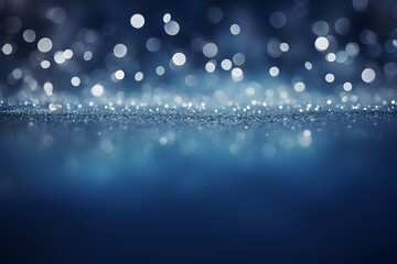 Silver bokeh sparkles floating over a deep blue gradient resembling underwater magic, AI Generated