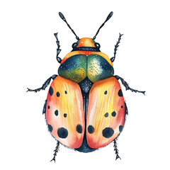 cute Butterfly Beetle watercolor clipart illustration isolated