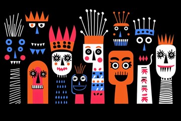 Colorful Abstract Faces Illustration