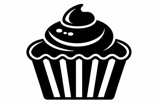 recommend clip art: cupcake silhouette vector, white background